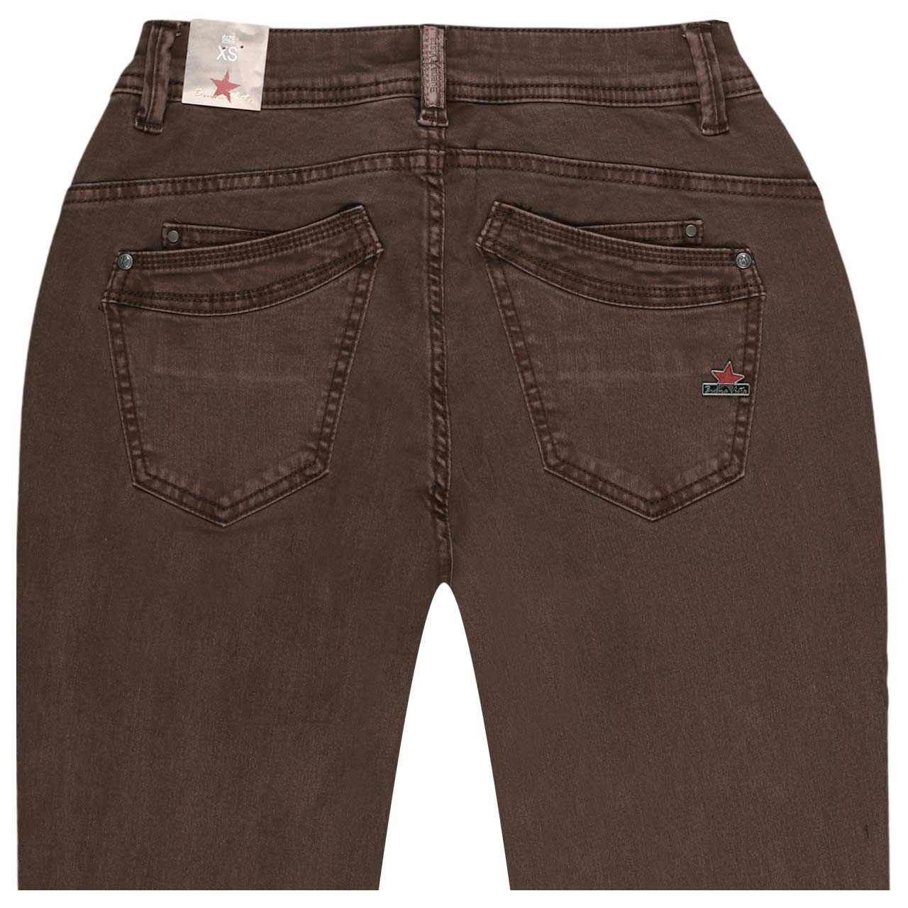 Damen Baumwollhose Malibu-Zip High Stretch Twill von Buena Vista in Braun, detaillierte Rückansicht