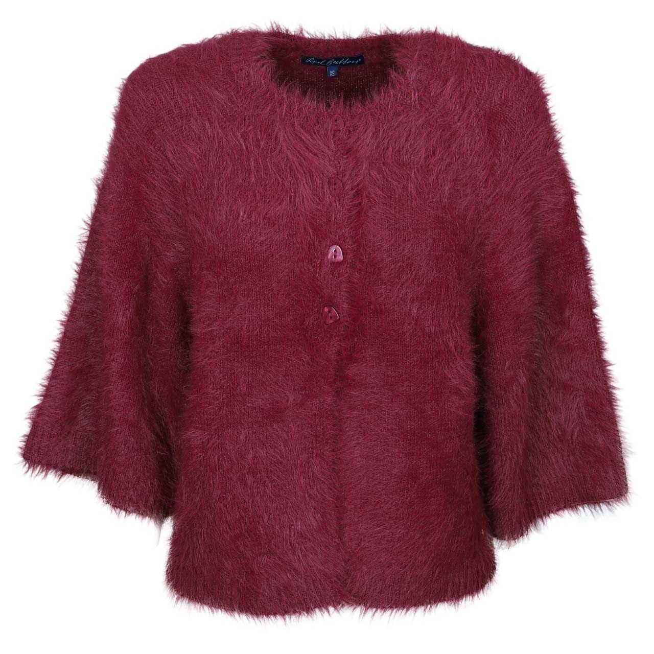 Red Button Damen Strickjacke Fuzzy Cardigan Poncho dark berry