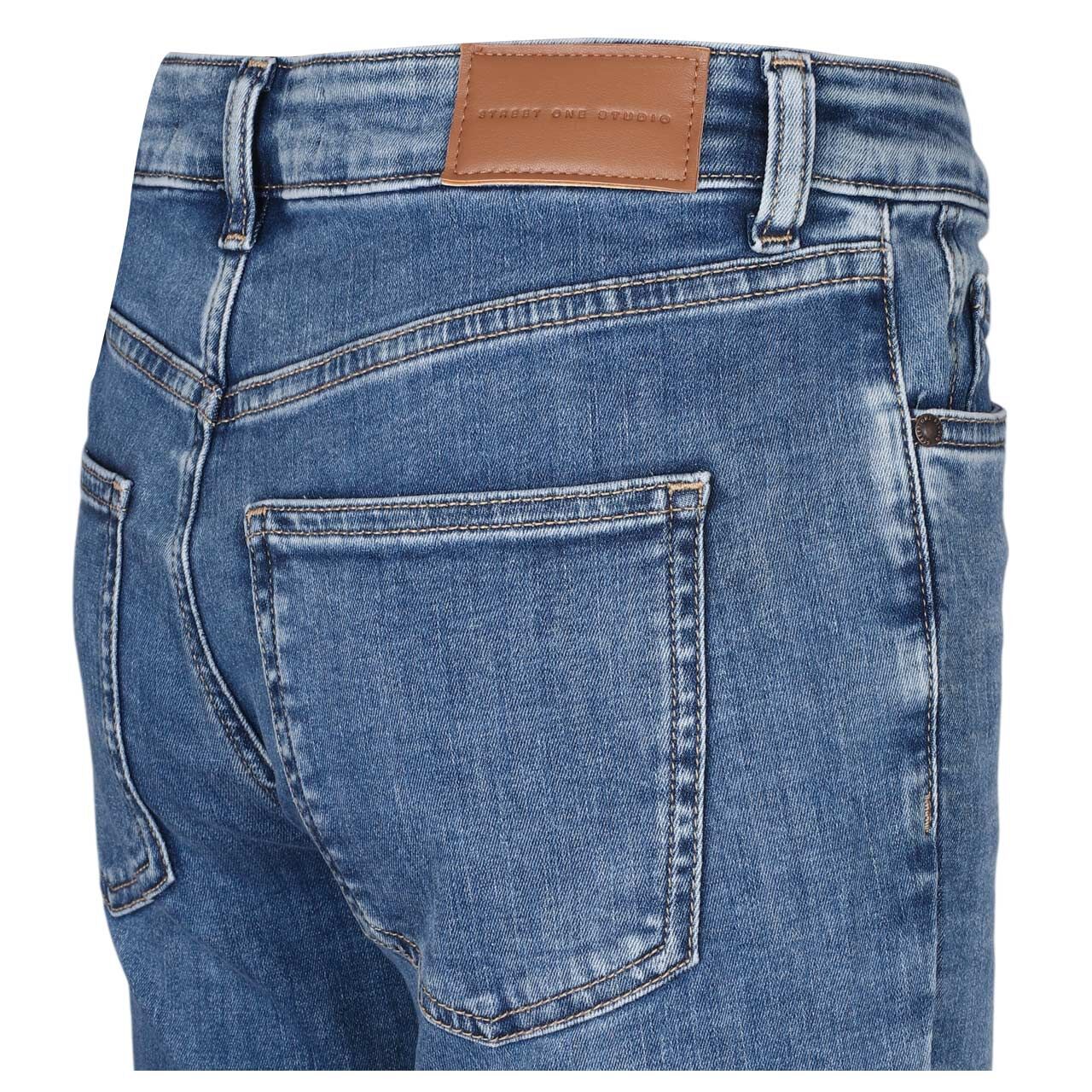 Damen Ankle Jeans Kim von Street One Studio in Blau verwaschen, detaillierte Rückansicht