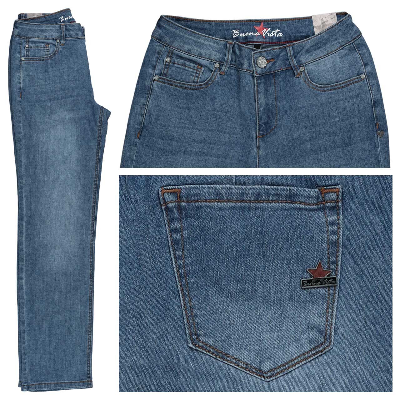 Buena Vista Stella-Zip Straight Stretch Denim Jeans mid stone