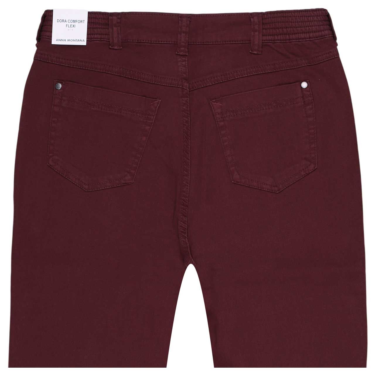 Damenjeans Dora von Anna Montana in Weinrot, detaillierte Rückansicht