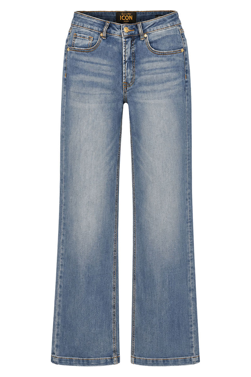 Vorderansicht der Senoritas Icon Rainbow Damenjeans in Blau