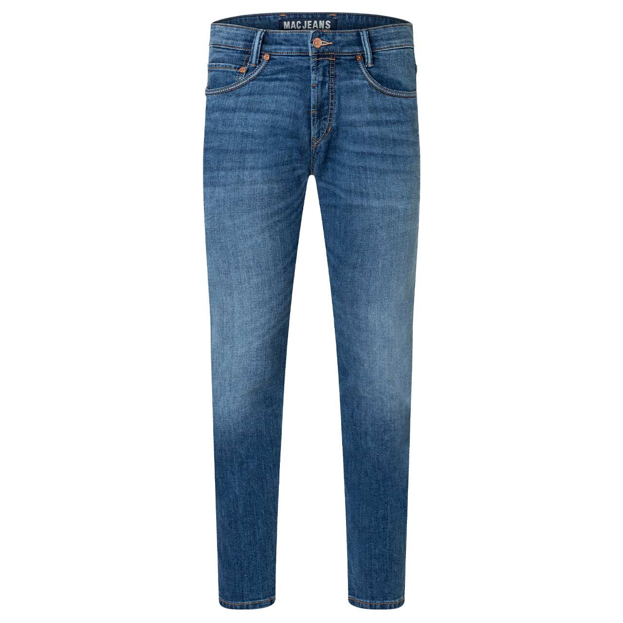 Stretch Herrenjeans Arne Pipe von MAC in Blau verwaschen, Vorderansicht