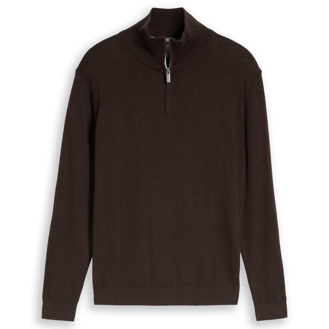 Tom Tailor Herren Pullover Troyer Cashmere Knitted dark chocolate brown melange