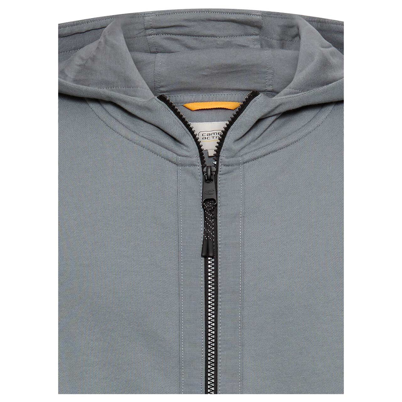 Herren Hoodie Sweatjacke von Camel active in Blau-Grau, detaillierte Vorderansicht