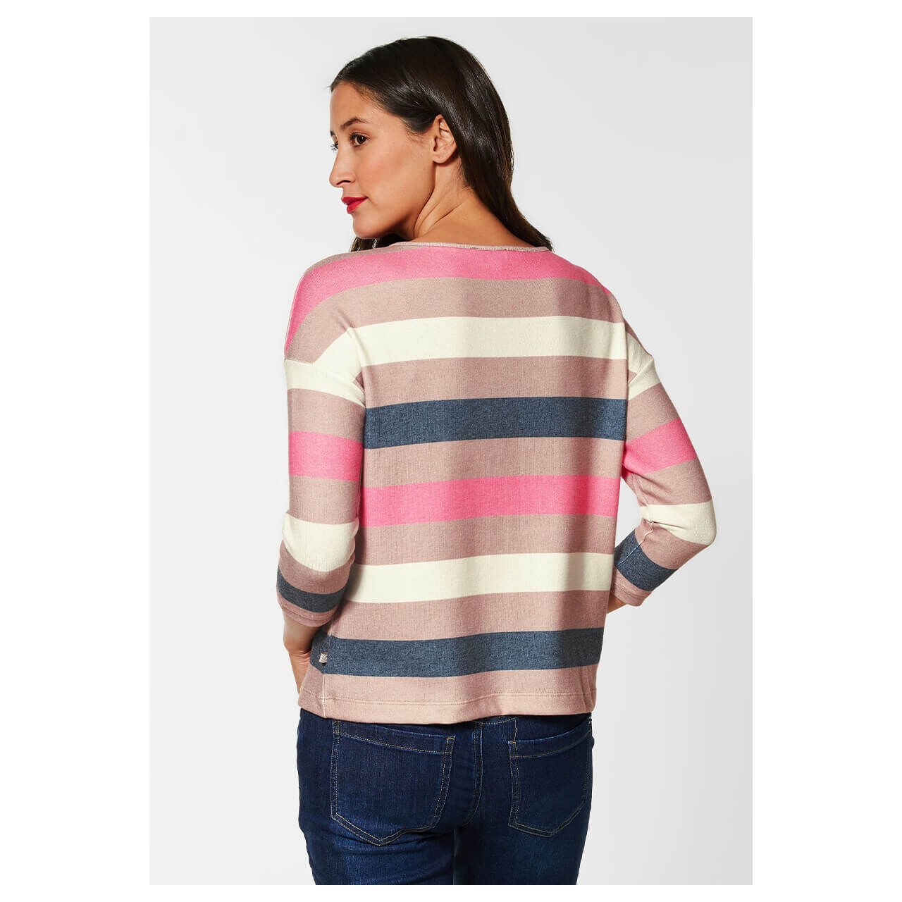 Street One Soft Multicolor 3/4 Arm Pullover bright winter rose stripes