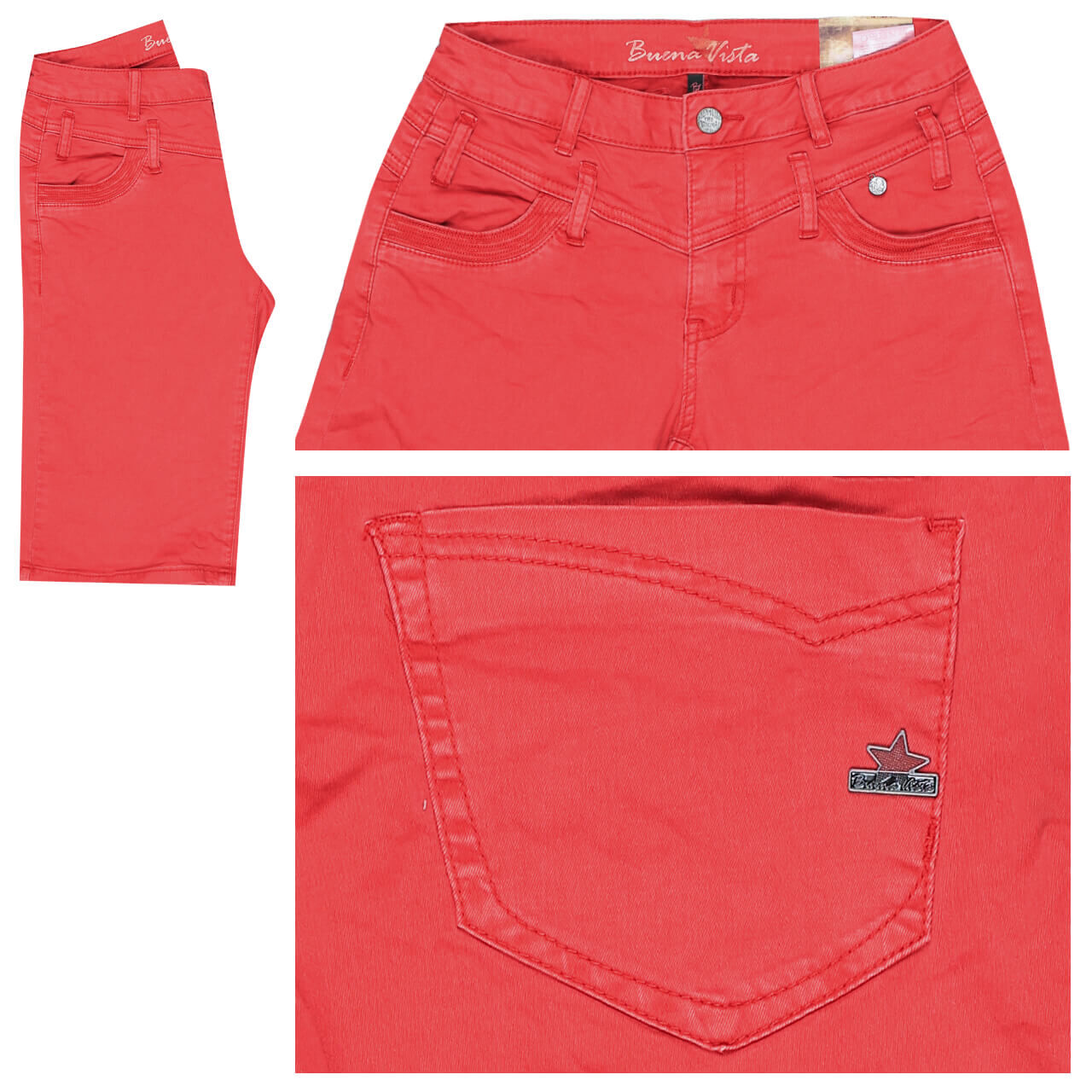 Buena Vista Florida-Short Stretch Twill Baumwollhose für Damen in Rot, FarbNr.: 2044