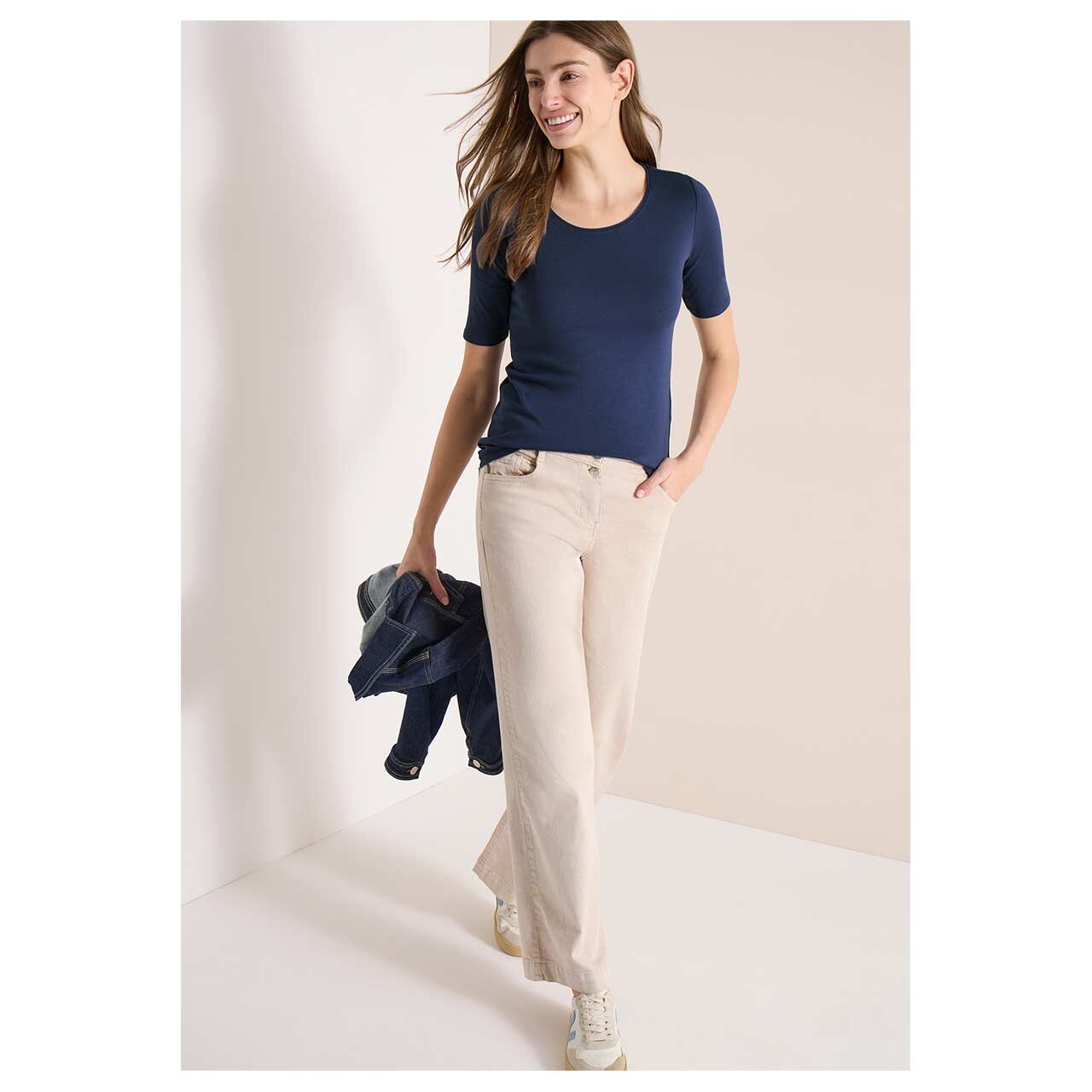 Damen T-Shirt Lena von Cecil in Blau, Ganzkörperansicht