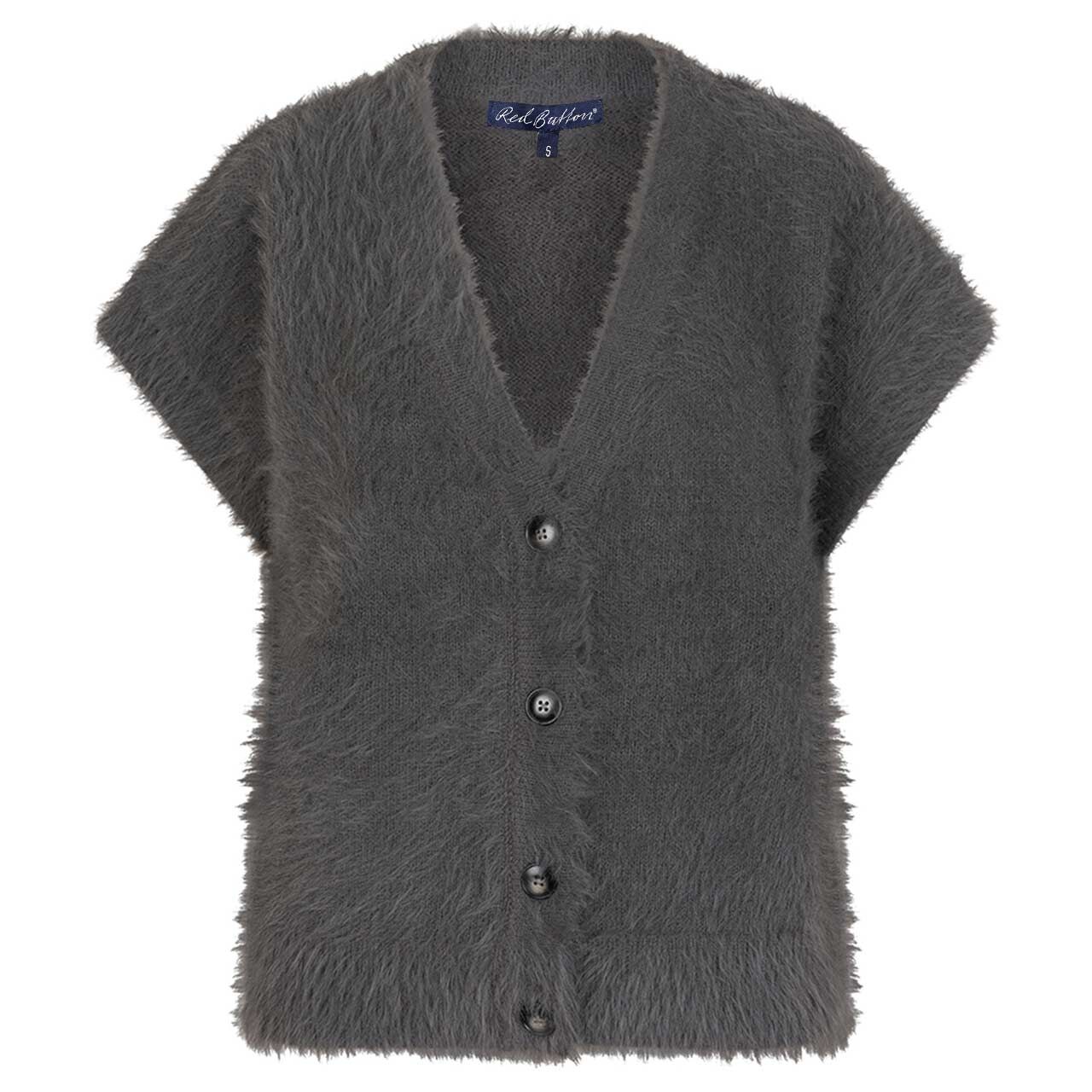 Red Button Damen Kurzarm Strickjacke Sleeveless Fuzzy lava grey