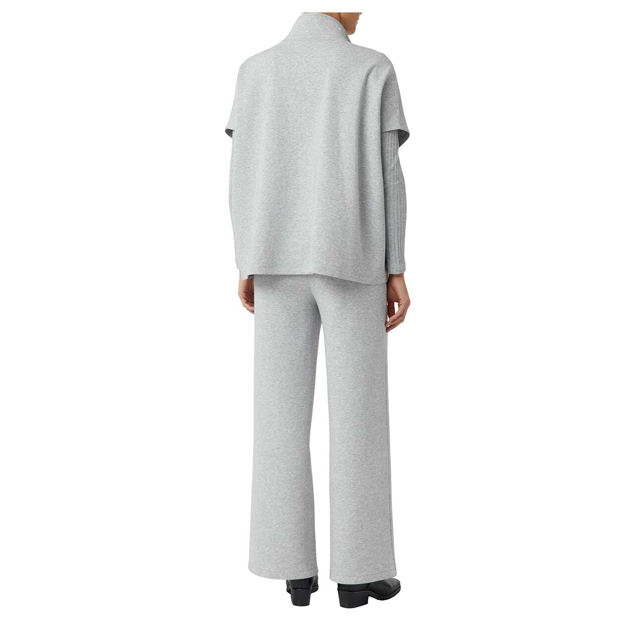 Damen Kurzarm Sweatjacke von Comma in Grau meliert, Rückansicht Model