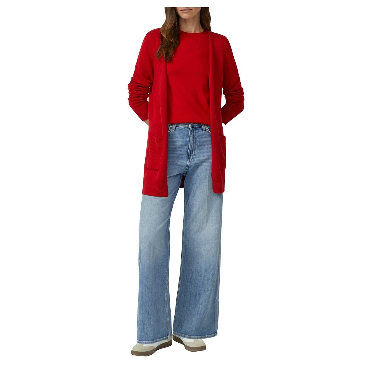 s.Oliver Damen Strickjacke in Rot, Ganzkörperansicht am Model