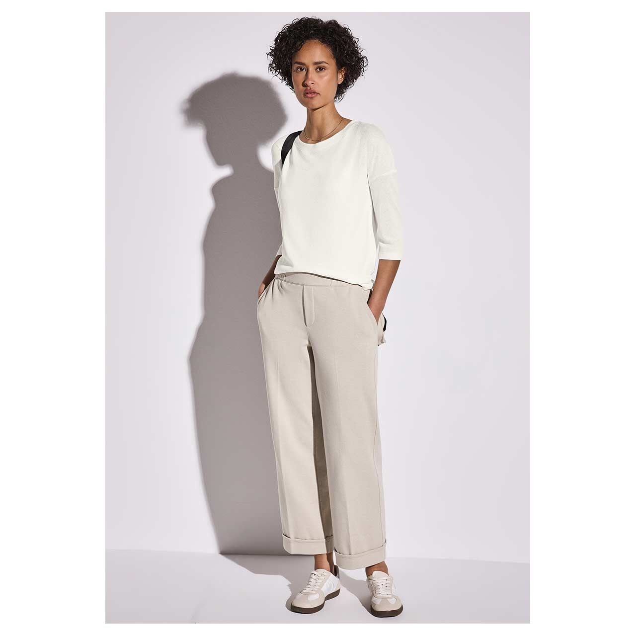 Street One Damen 3/4 Arm Shirt Knit Look off white