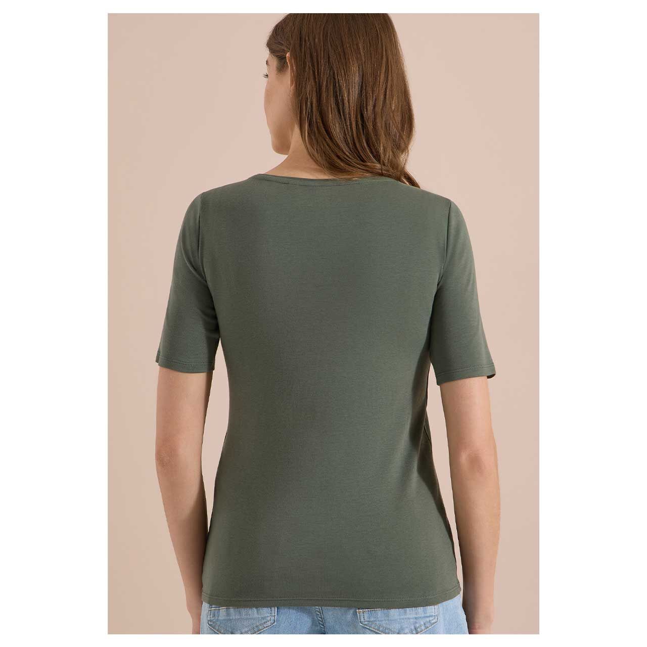 Damen T-Shirt Lena von Cecil in Olivgrün, Rückansicht am Model