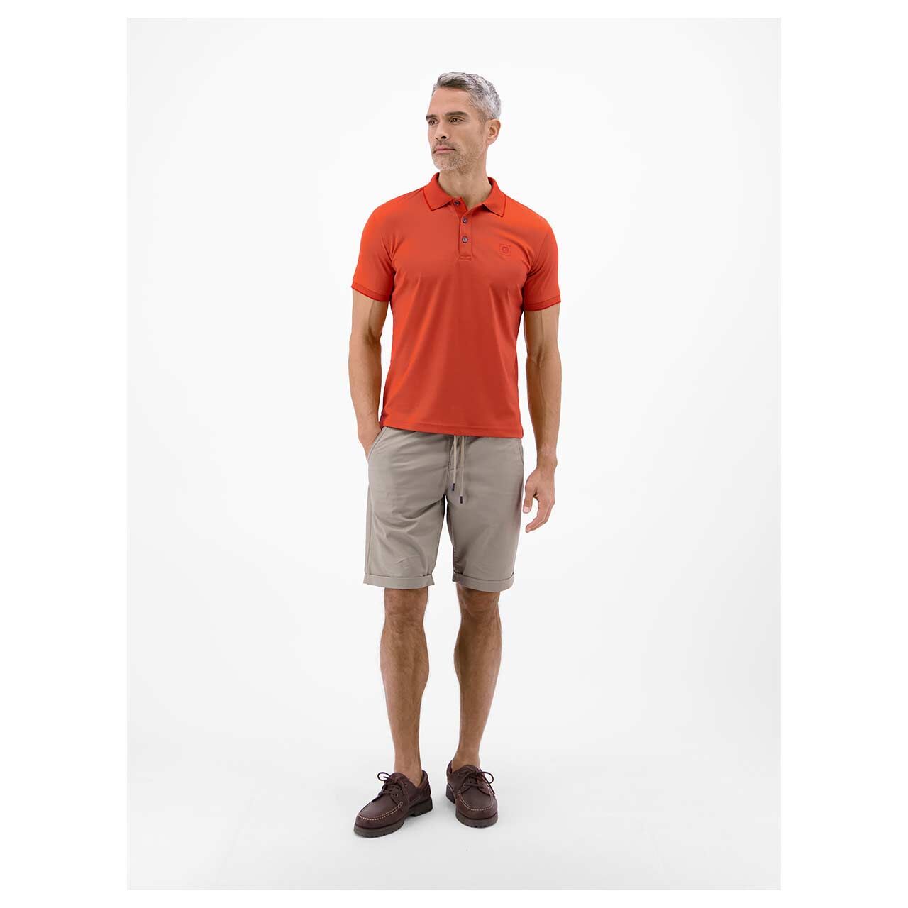 Herren Poloshirt von Lerros in Hellrot, Vorderansicht am Model