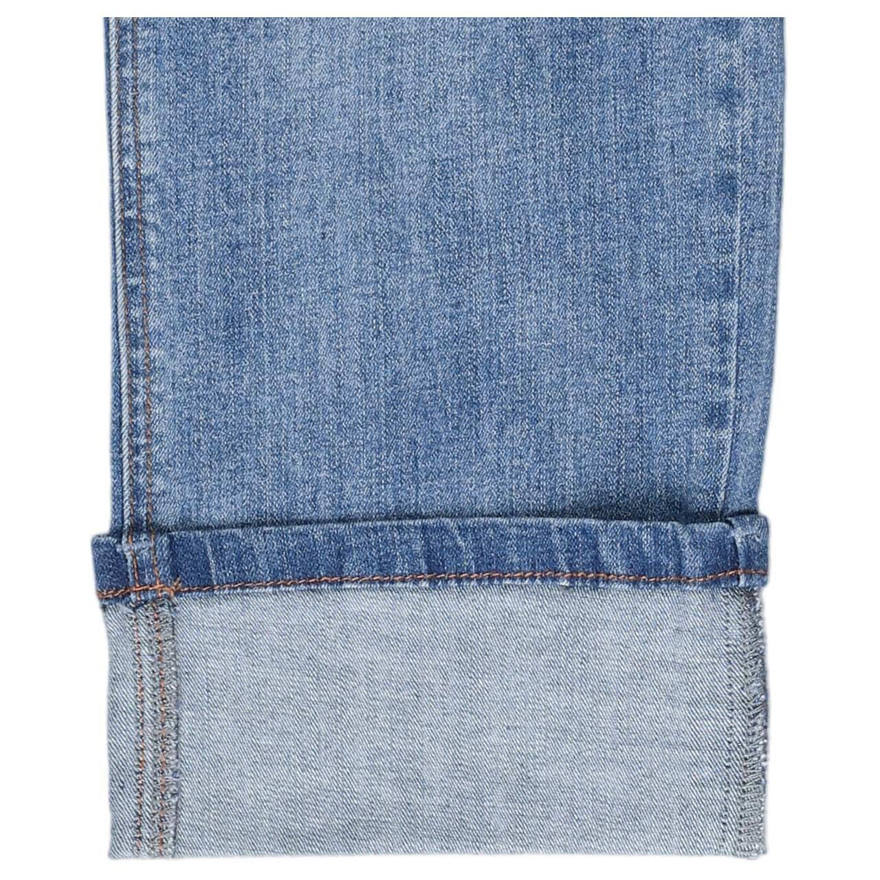 Damen 7/8 Jeans Stella-Zip Straight Stretch Denim von Buena Vista in Blau angewaschen, Detailansicht Saum