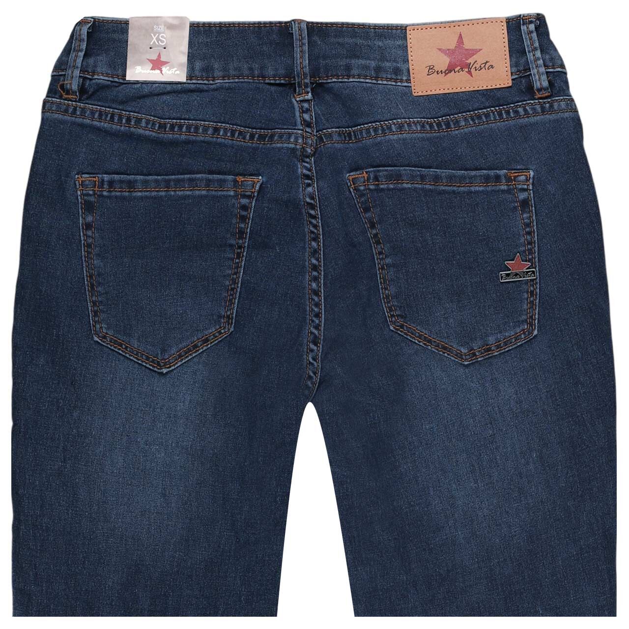 Damenjeans Italy V 7/8 Stretch Denim von Buena Vista in Dunkelblau angewaschen, detaillierte Rückansicht