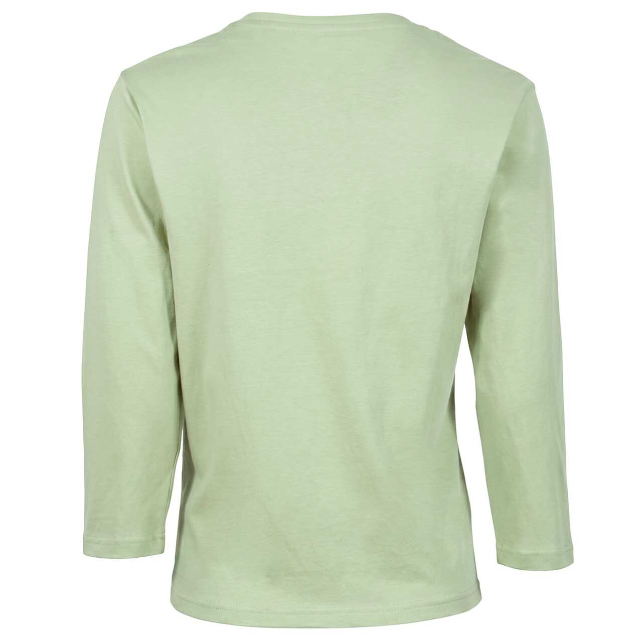 Damen 3/4 Arm Sweatshirt von Soquesto in Hellgrün mit Print, Rückansicht