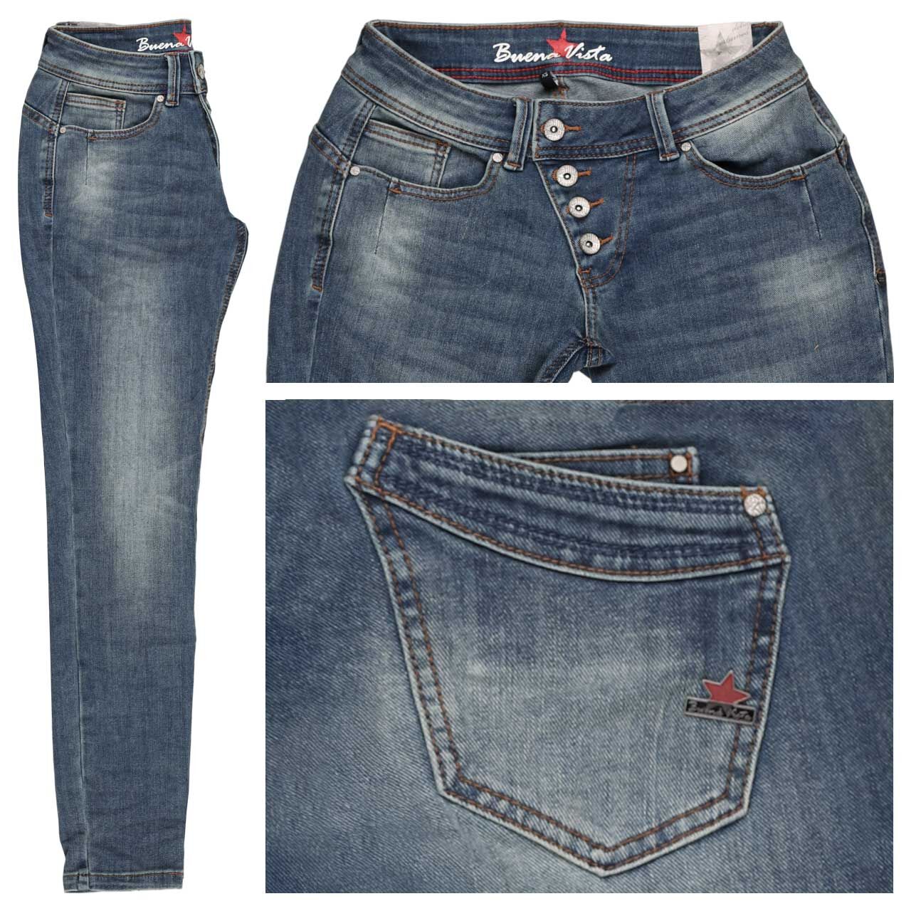 Buena Vista Malibu Cropped Stretch Denim Ankle Jeans mid stone