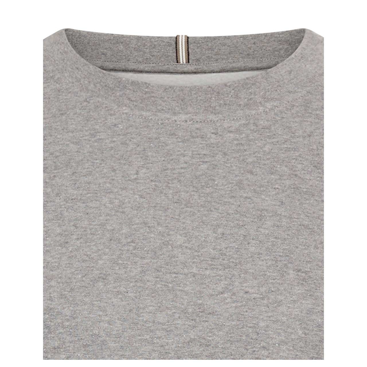 Damen Sweatshirt von Camel active in Grau meliert mit Print, detaillierte Vorderansicht Auschnitt