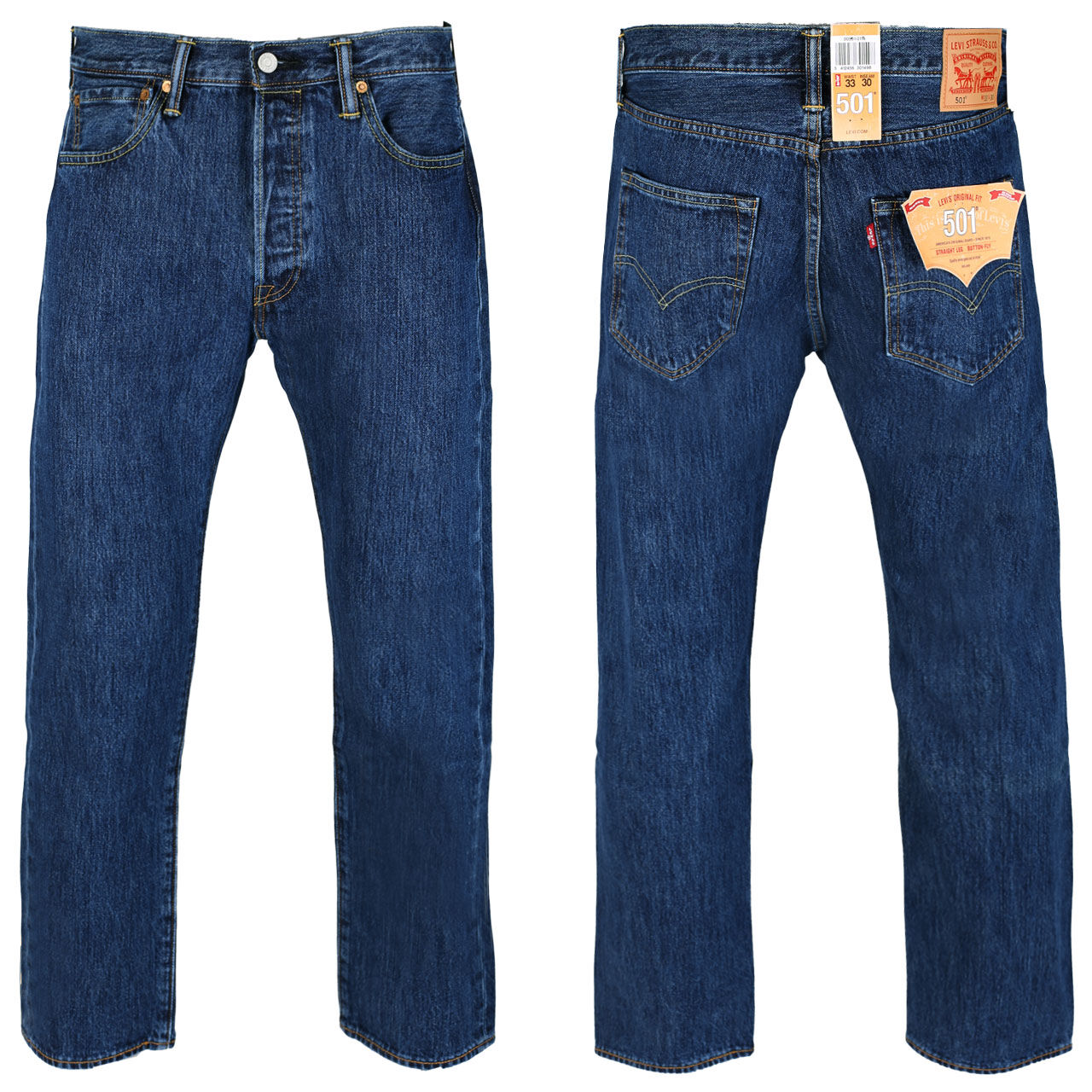 levis-jeans-stoneblue-114-combi Herren Jeans 501® von Levi's® in Blau, Vorder- und Rückansicht