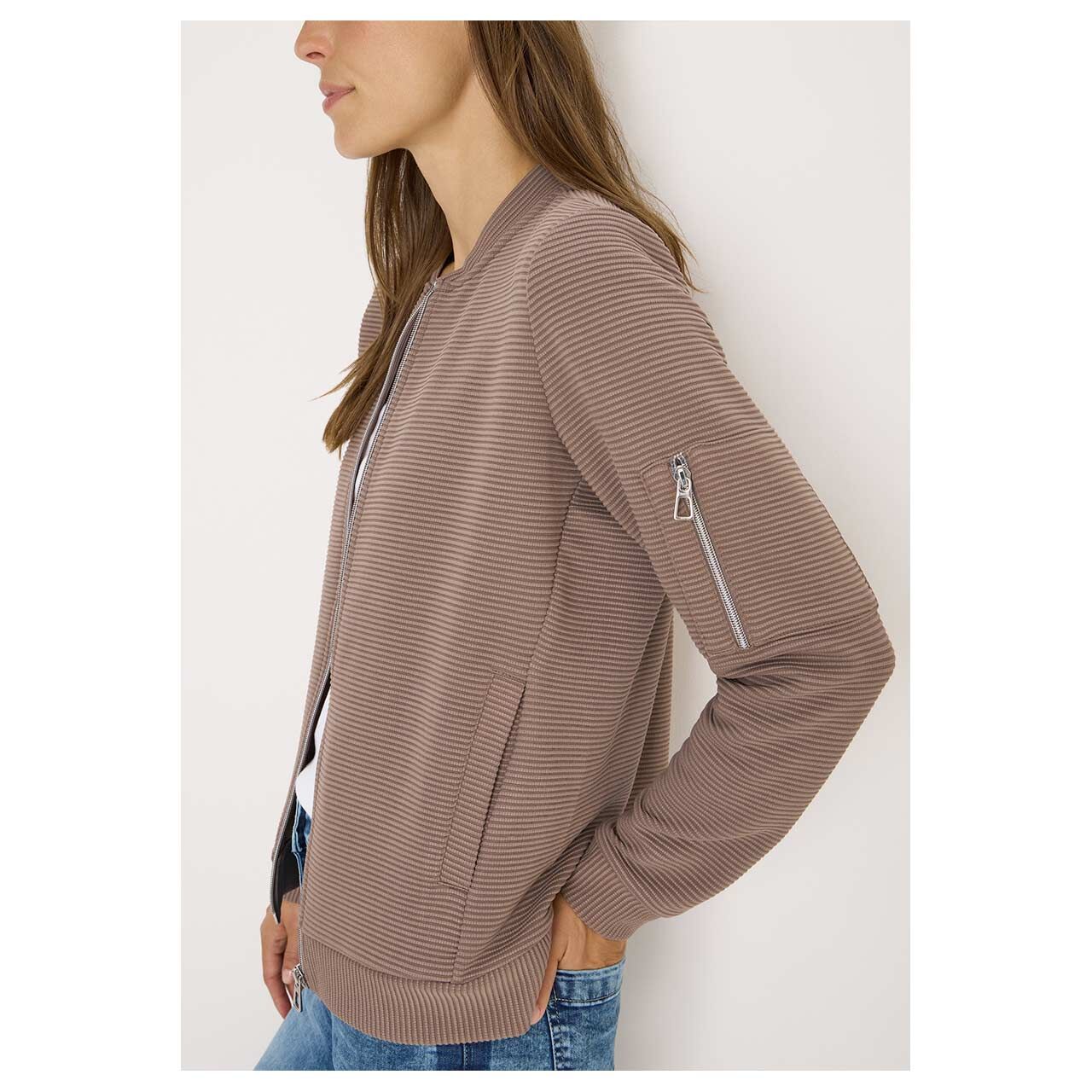 Damen Sweatjacke Ottoman von Cecil in Braun, Seitenansicht am Model