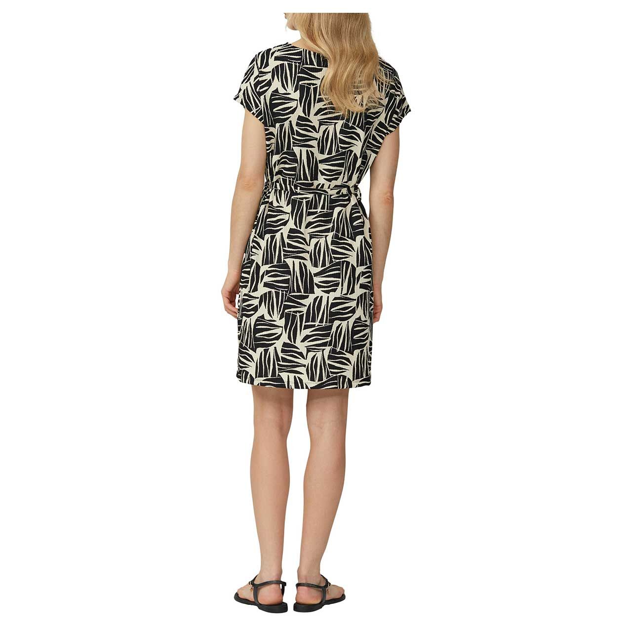 Damen Kurzarm Kleid von s.Oliver in Schwarz mit Print, Rückansicht am Modell