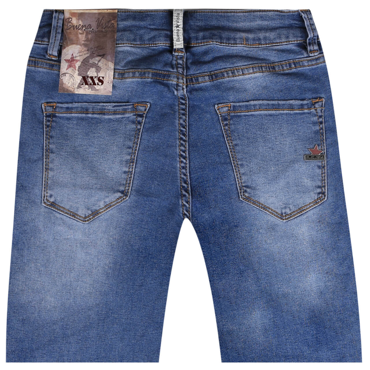 Buena Vista Jeans Italy V 7/8 Cozy Denim für Damen in Mittelblau angewaschen, FarbNr.: 9035