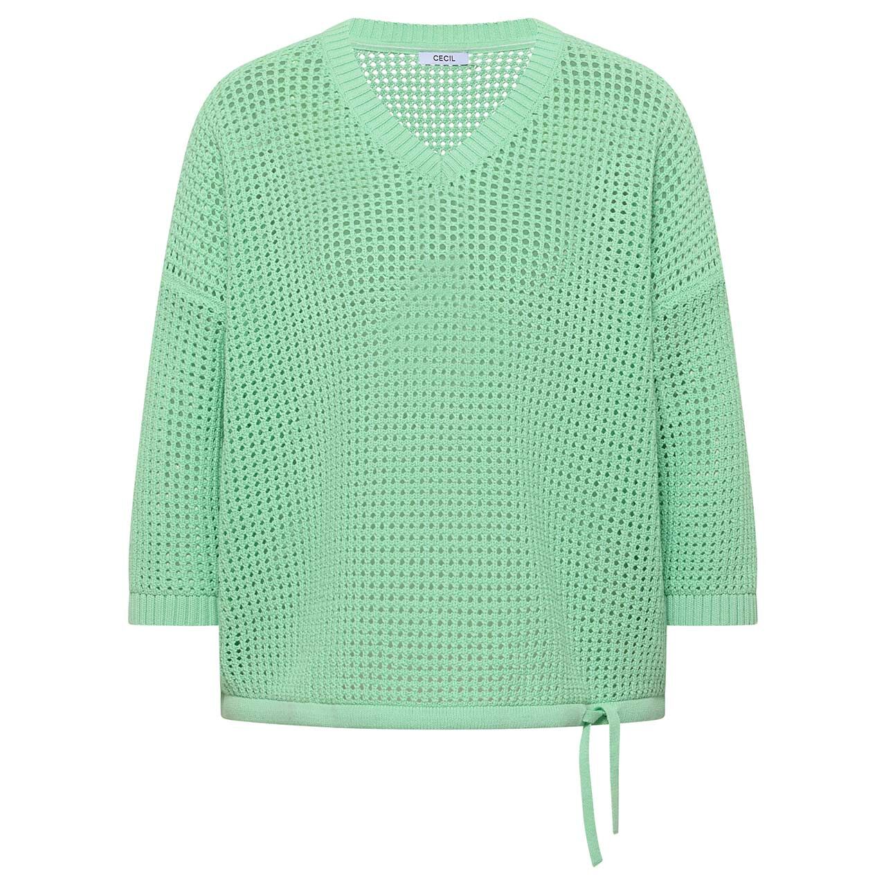 Cecil Damen 3/4 Arm Pullover Crochet V-Neck juicy lime