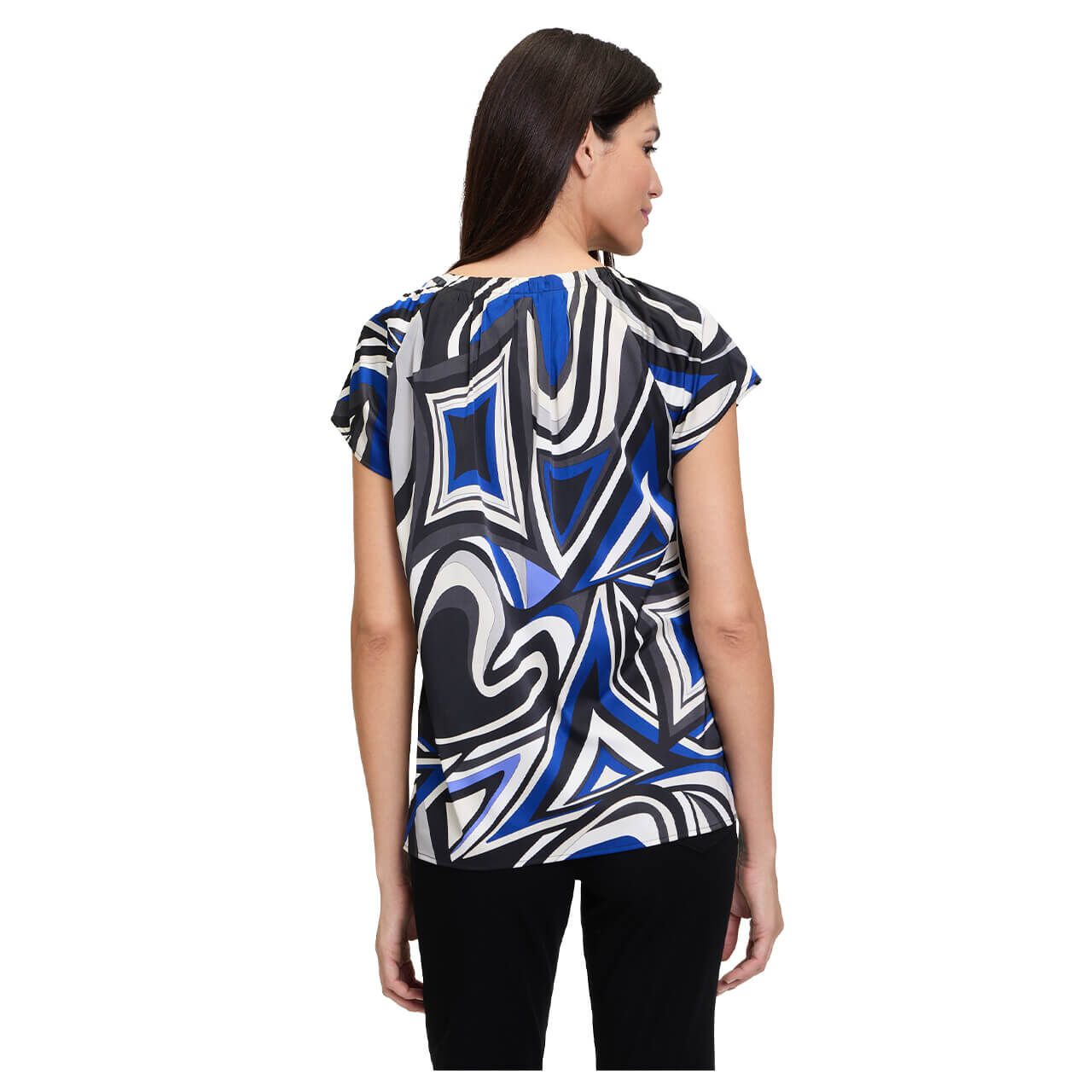 Betty Barclay Damen Kurzarm Bluse black blue white