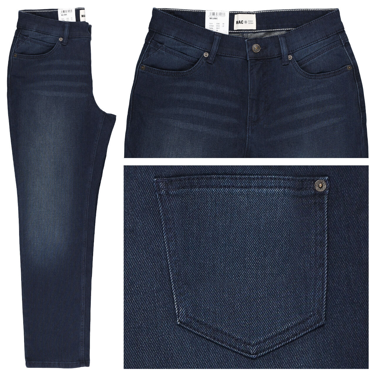 MAC Melanie Jeans dark blue wash thermo denim