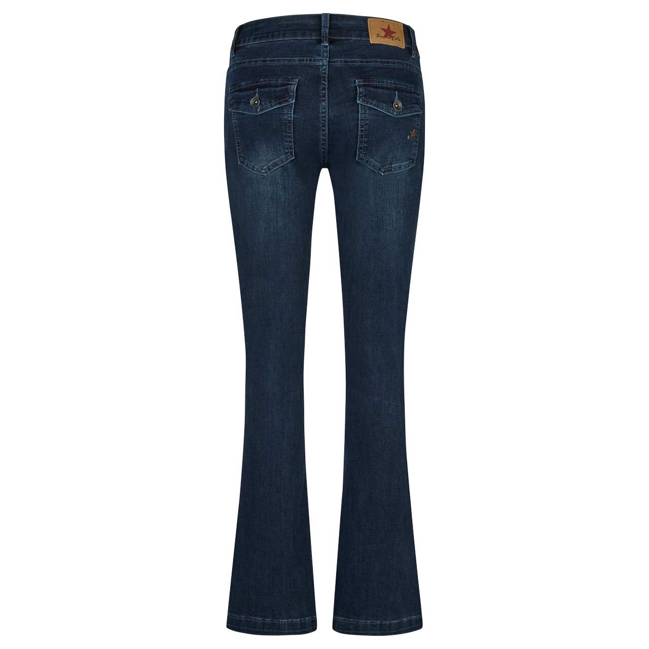 Damenjeans Italy B Bootcut Stretch Denim in Dunkelblau angewaschen, Rückansicht