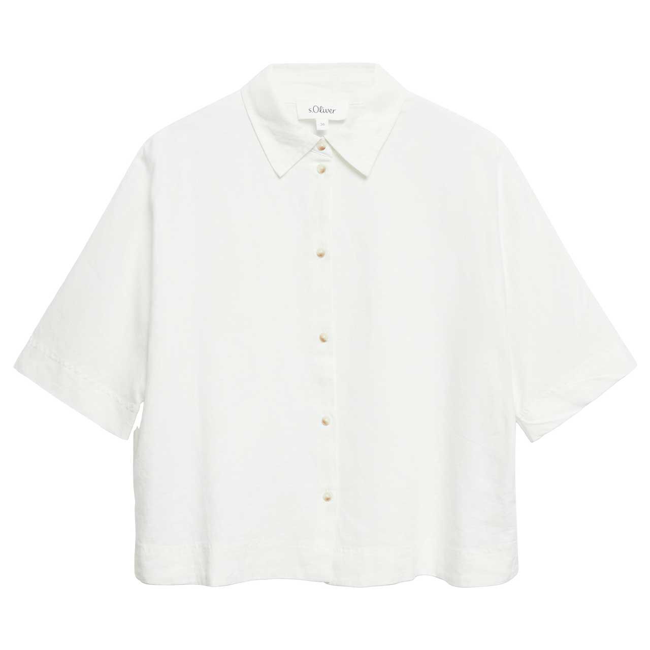 s.Oliver Damen Kurzarm Leinen Bluse clean white