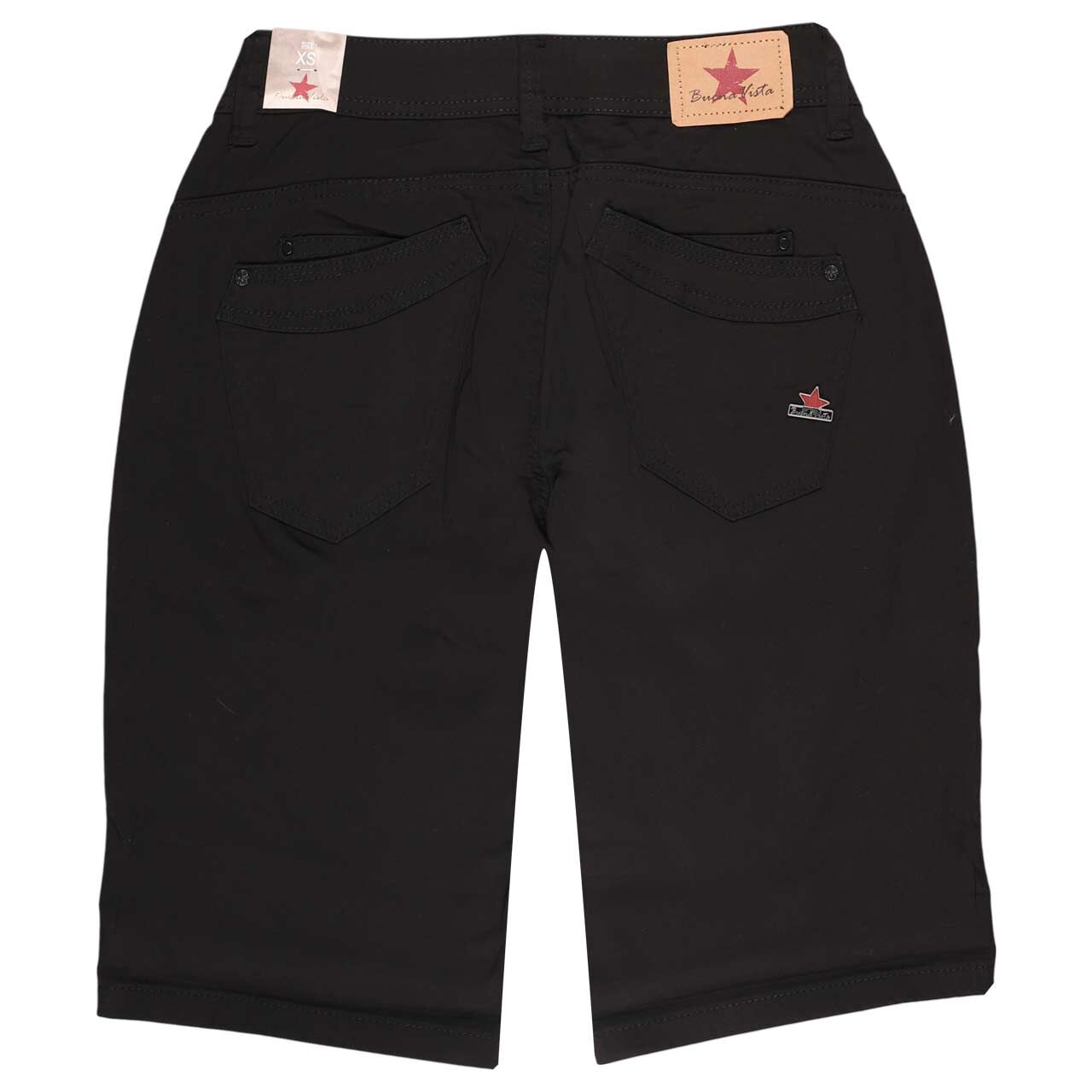 Stretch Twill Baumwollhose Malibu-Short von Buena Vista in Schwarz, Rückansicht an der Puppe