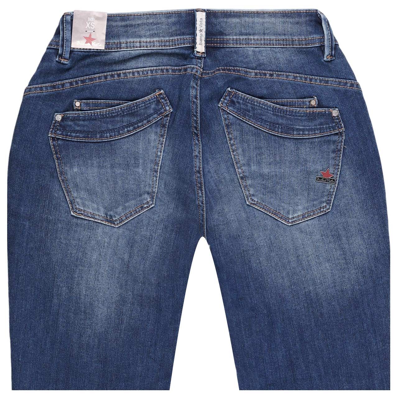 Damen Ankle Jeans Malibu CC Cropped Stretch Denim von Buena Vista in Dunkelblau verwaschen, detaillierte Rückansicht