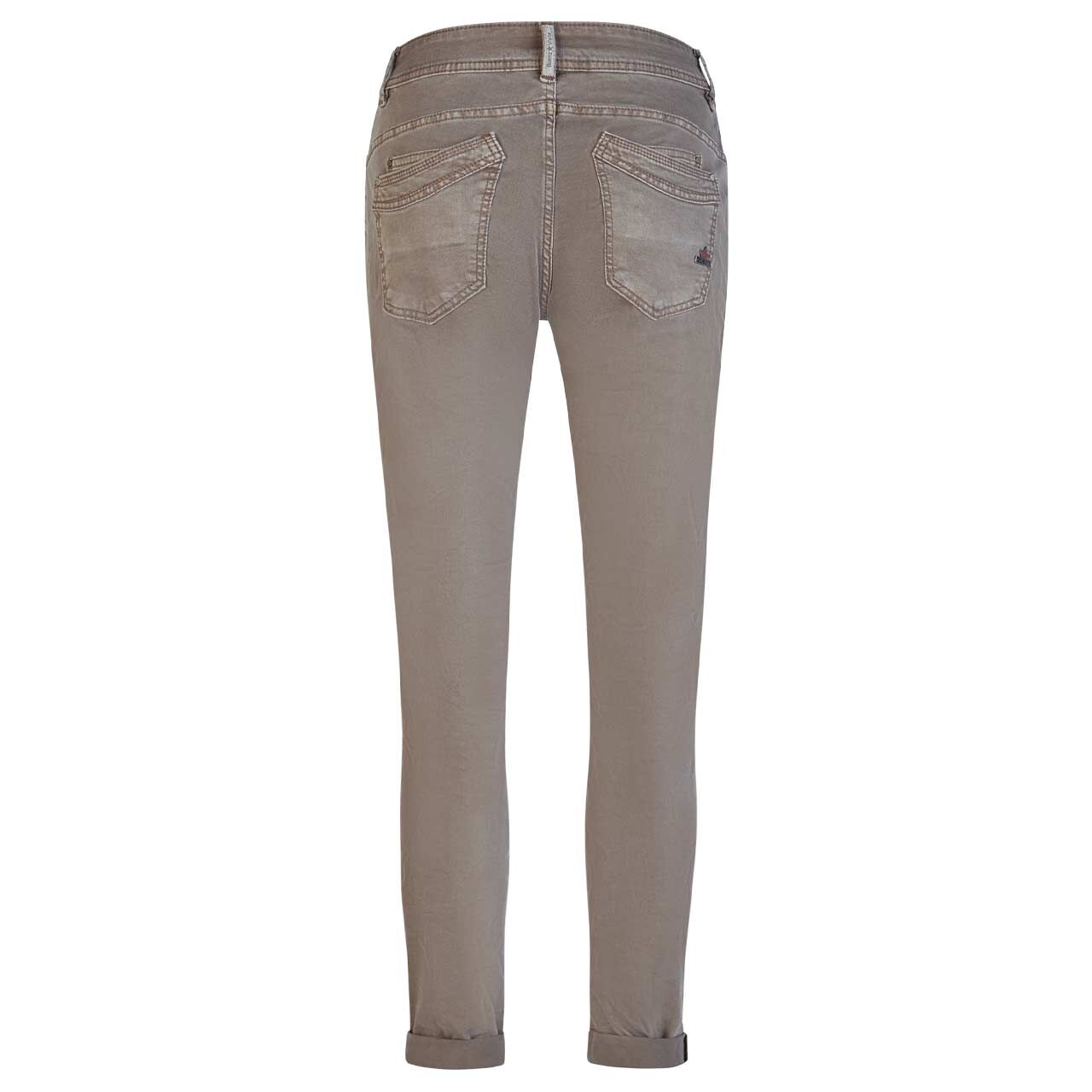 Damen Baumwollhose Malibu-Zip High Stretch Twill von Buena Vista in Grau-Braun, Rückansicht