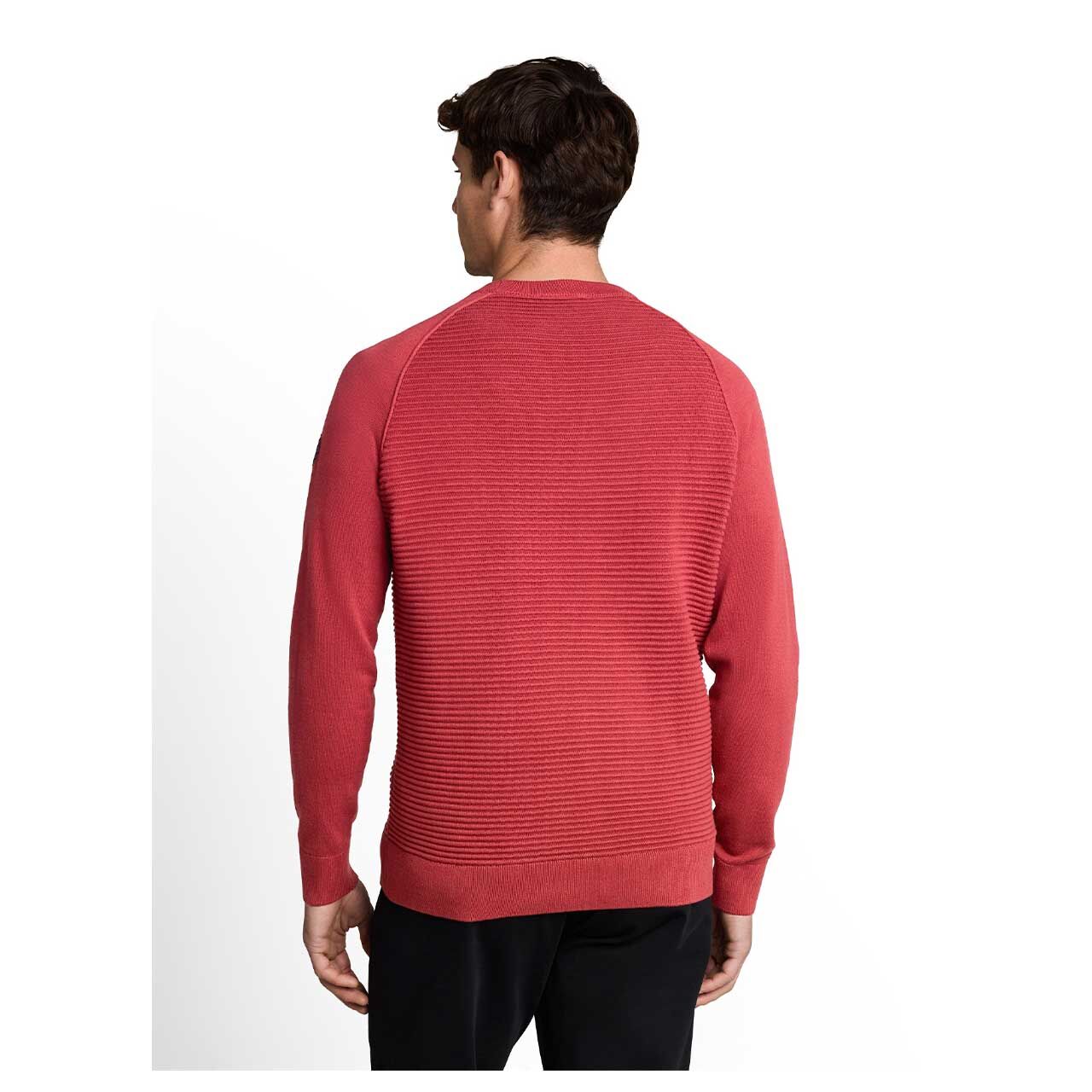 Herren Pullover Ottoman Structured Crew Neck von Tom Tailor in Dunkelrot, Rückansicht