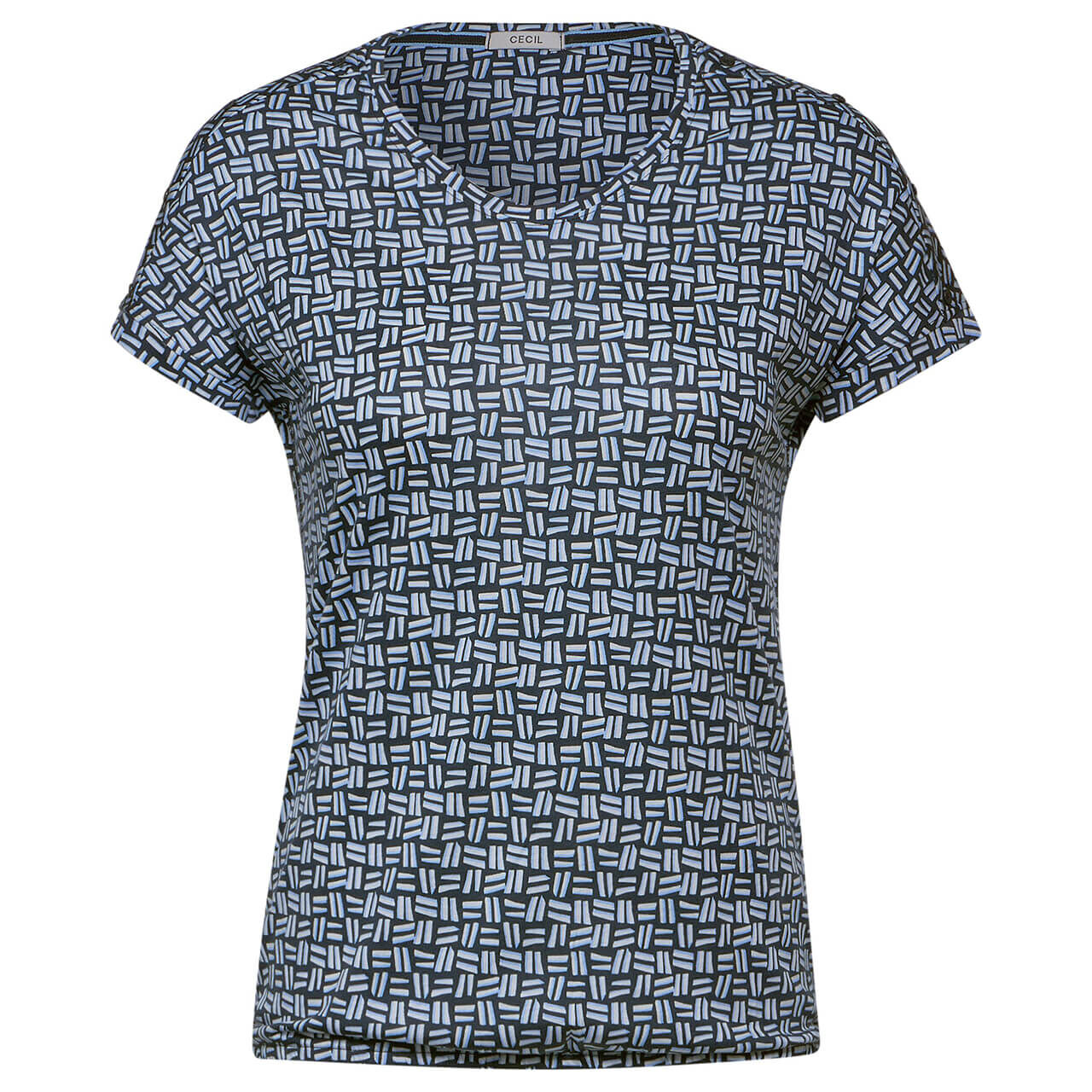 Cecil Damen T-Shirt Button with Minimalprint universal blue