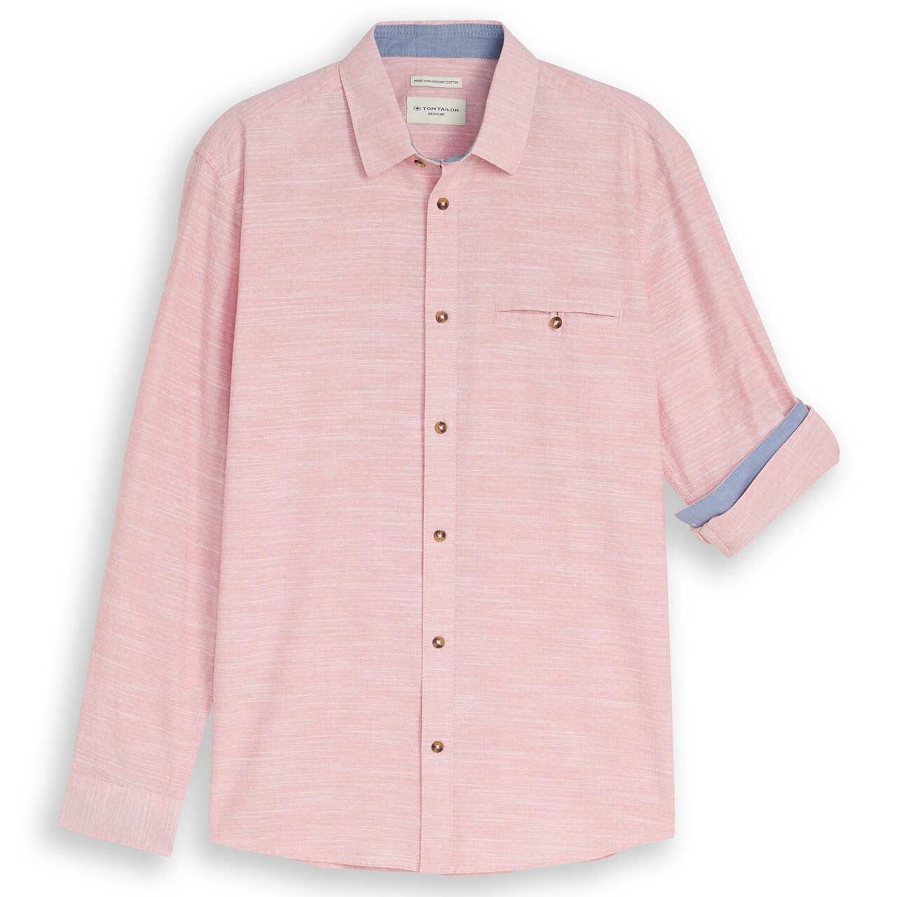 Tom Tailor Herren Langarm Hemd chilli orange structure dobby