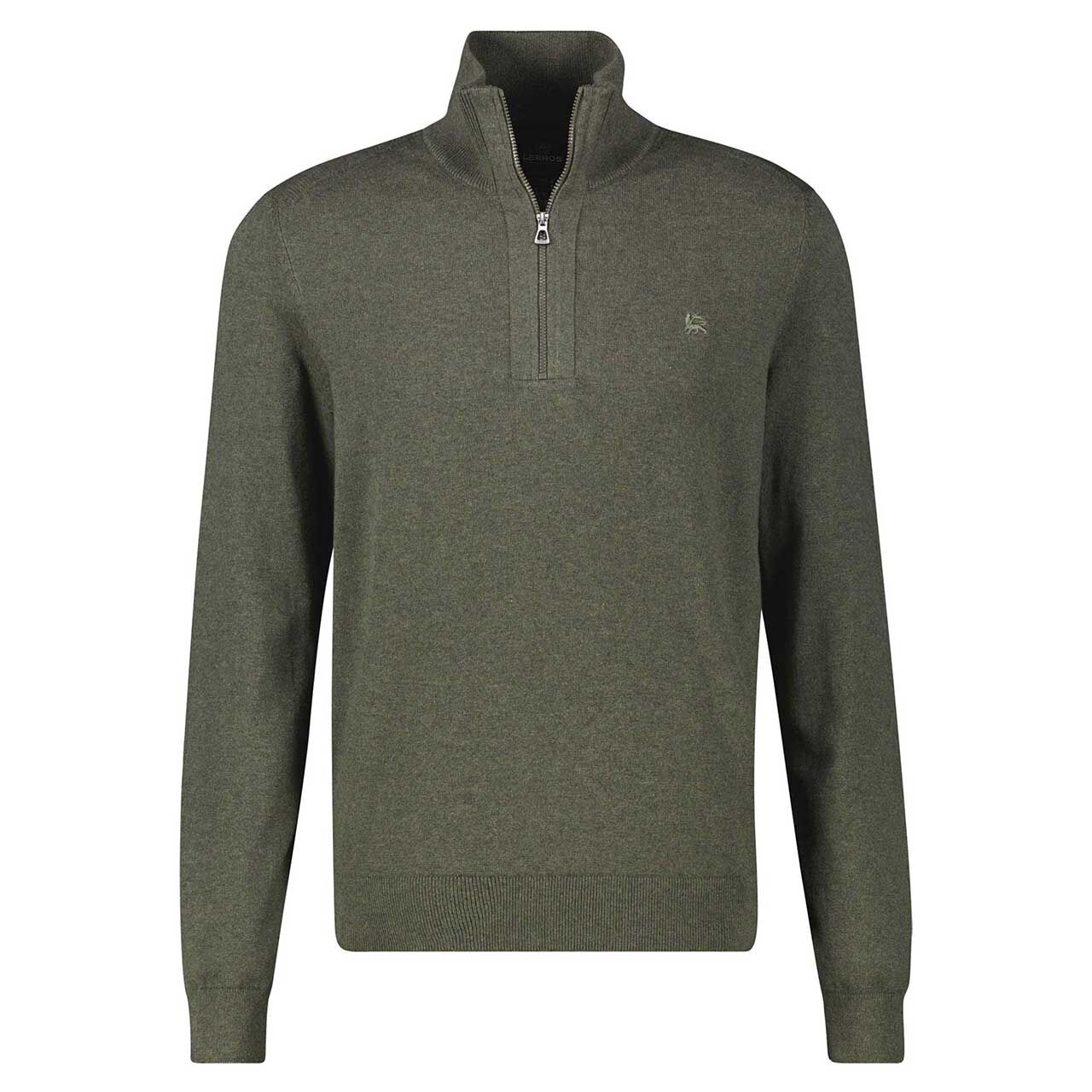 Lerros Herren Pullover Troyer soft nordic olive melange