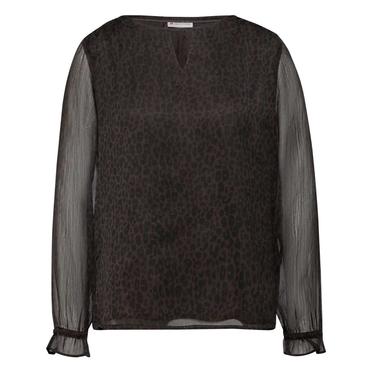 Street One Damen Langarm Bluse Chiffon Tunic tartufo brown