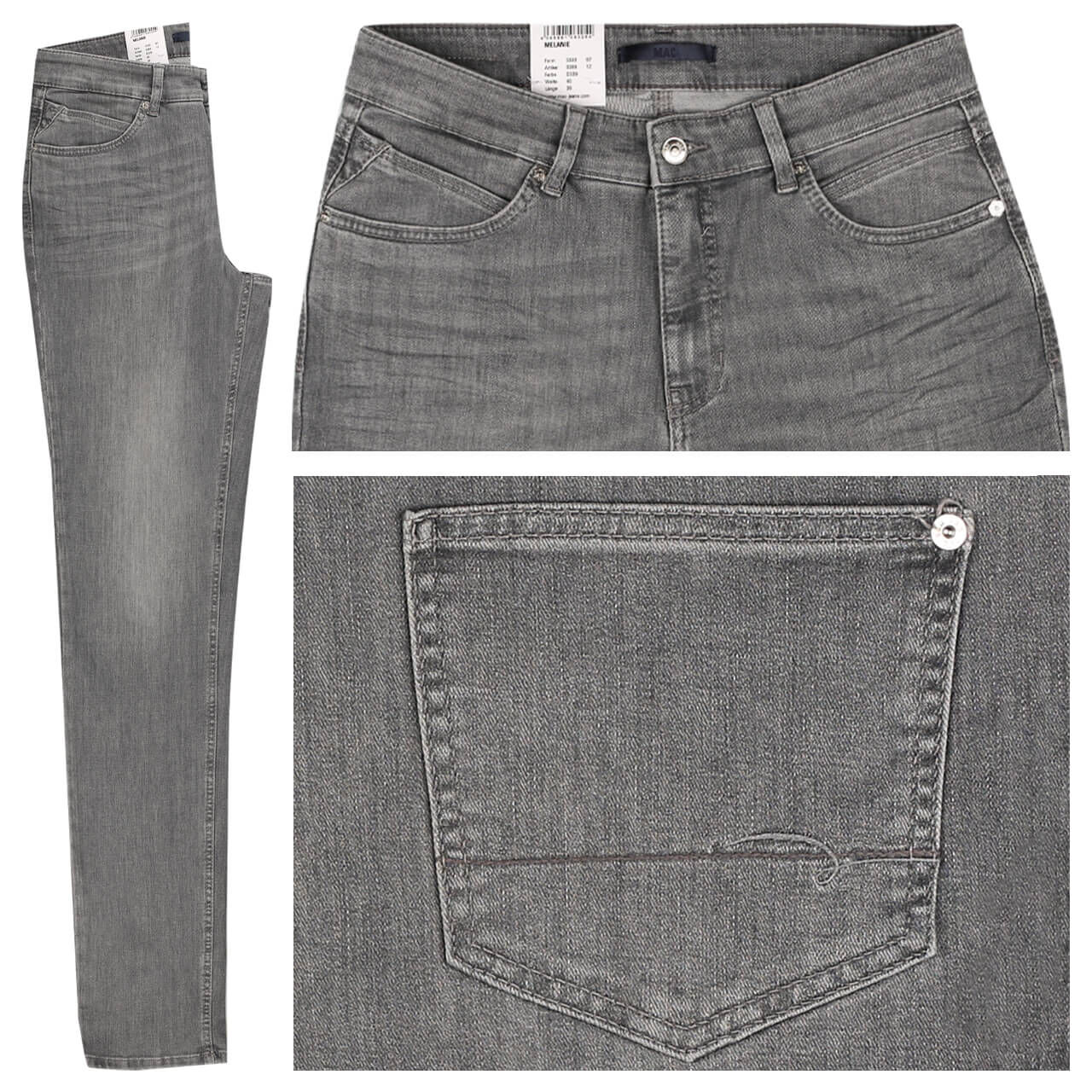 MAC Jeans Melanie für Damen in Grau verwaschen, FarbNr.: D339