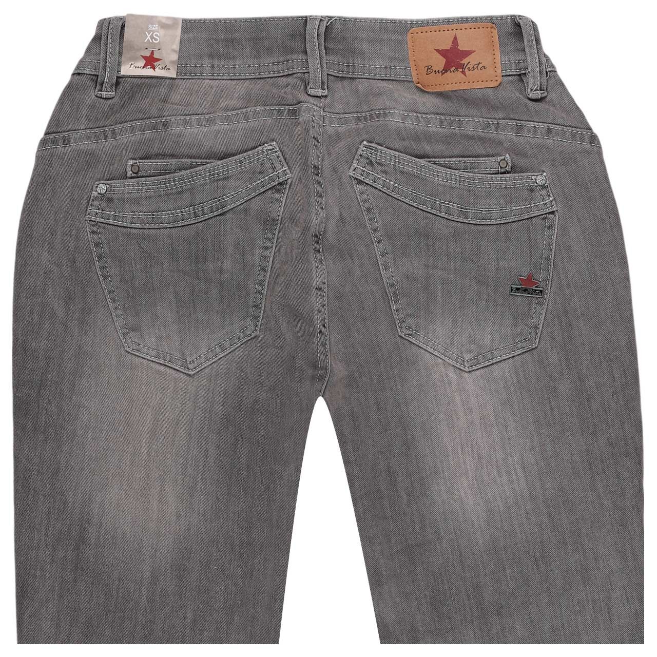 Damen Ankle Jeans Malibu Cropped Stretch Denim in Grau angewaschen, detaillierte Rückansicht