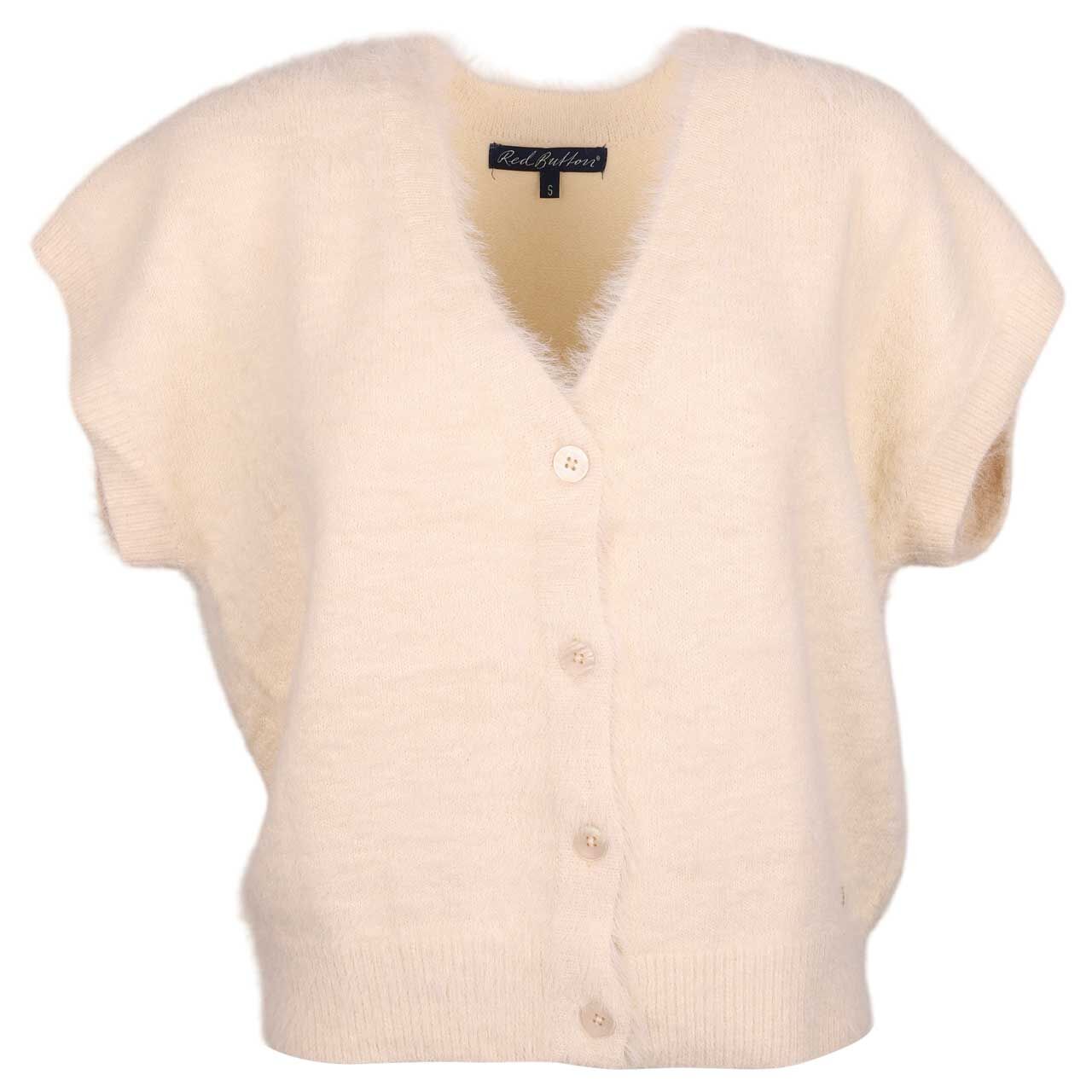 Red Button Damen Kurzarm Strickjacke Sleeveless Fuzzy cream