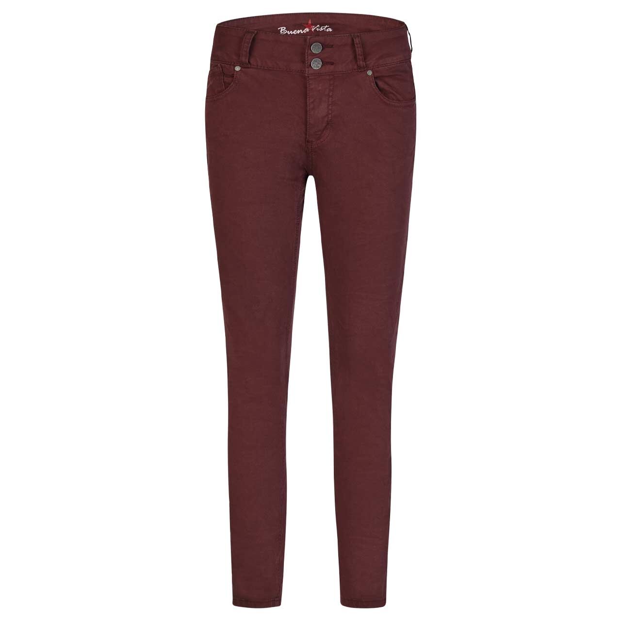 Damen Baumwollhose Tummyless Stretch Twill von Buena Vista in Burgunderrot, Vorderansicht