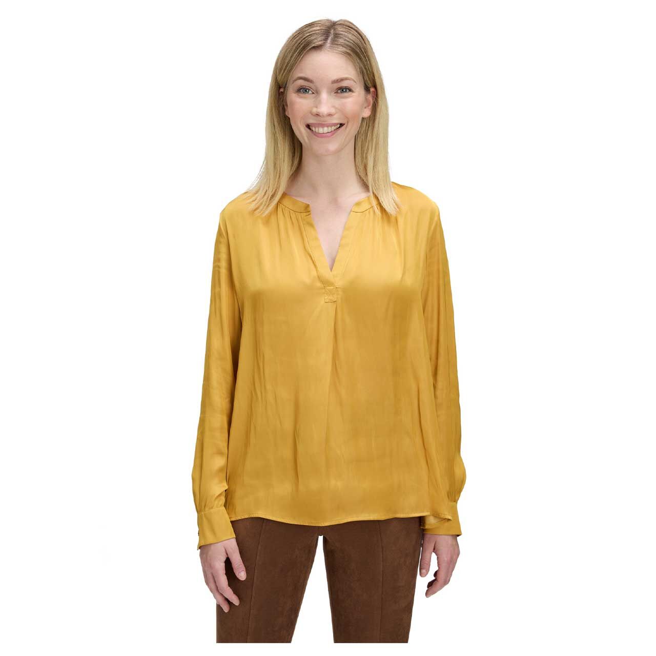 Damen Langarm Bluse von Betty Barclay in Gelb, Vorderansicht am Model