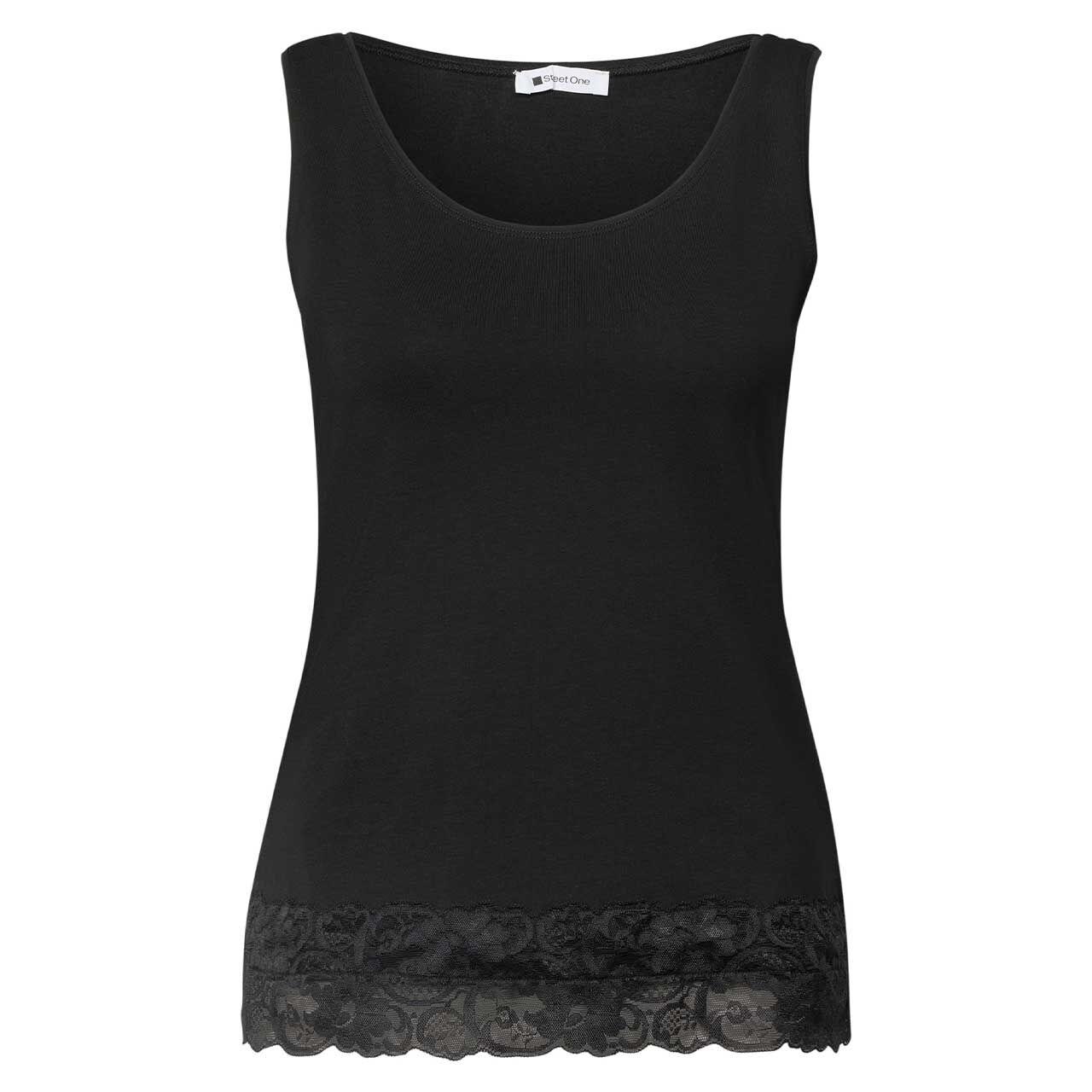 Street One Damen Top Basic Lace Cuff black