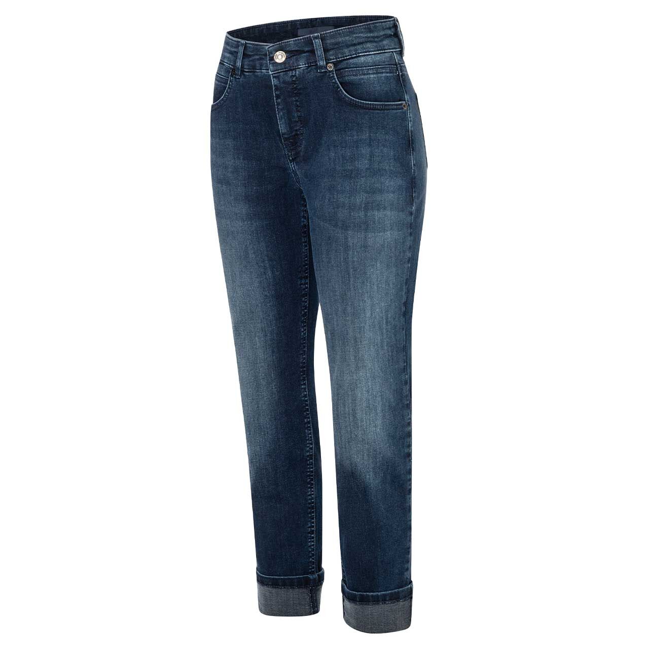 Stretch Damen Cropped Ankle Jeans Sue von MAC in Dunkelblau angewaschen, Seitenansicht