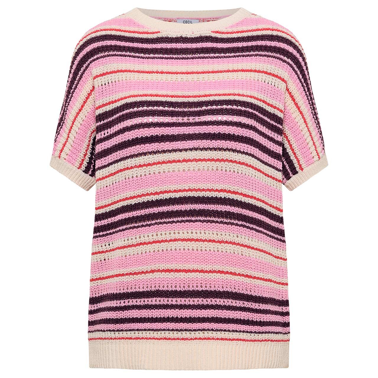 Cecil Damen Kurzarm Pullover Fancy Tapeyarn sweet grape red
