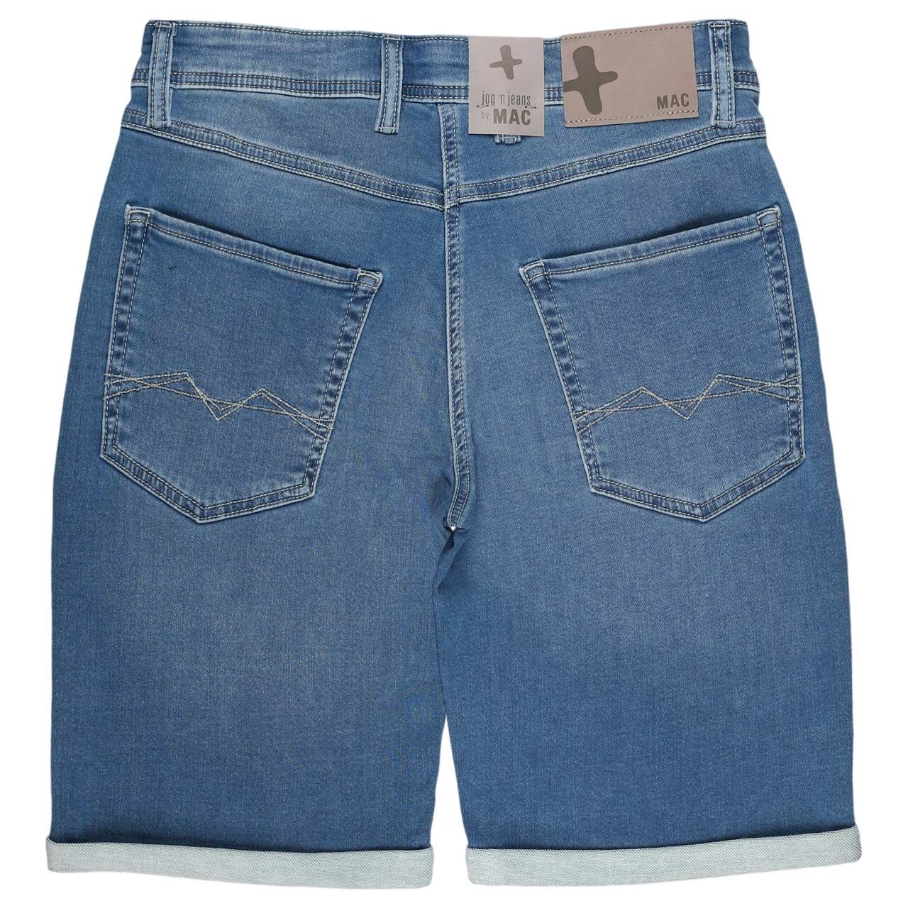 Herren Bermuda Jogn Jeans von MAC in Blau angewaschen, detaillierte Rückansicht