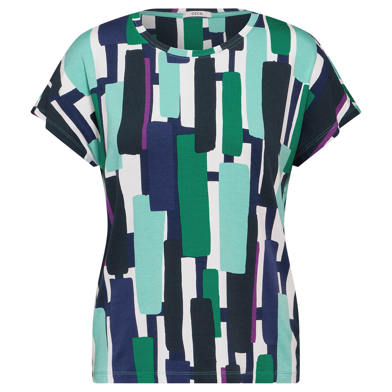 Cecil Damen T-Shirt Abstract Print fir green